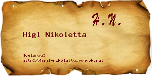 Higl Nikoletta névjegykártya