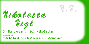 nikoletta higl business card